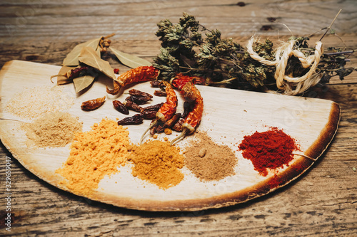 Still life of exotic and hot spices photo