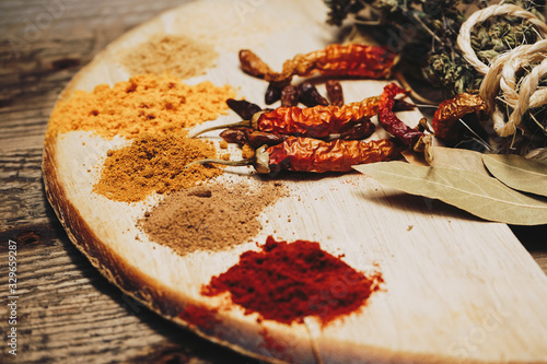 Still life of exotic and hot spices photo