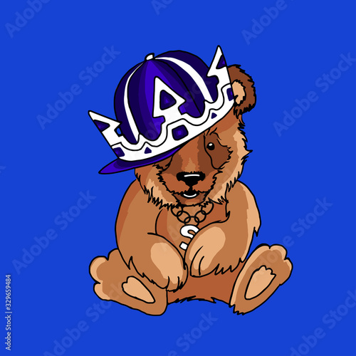 vector illustration bear king chidden cartoon