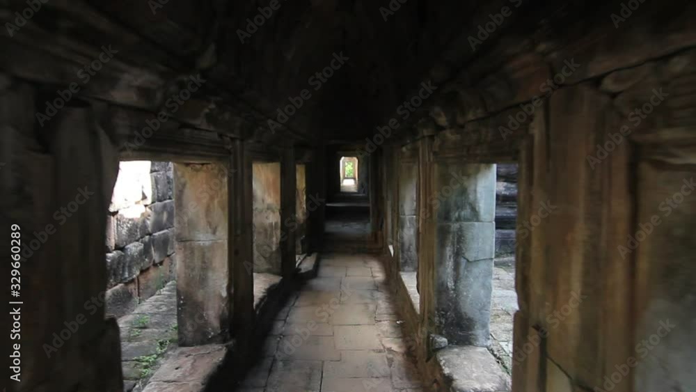 Temple Tracking Back Through Tunnel Hallway Temple Tracking Back Through Tunnel Hallway