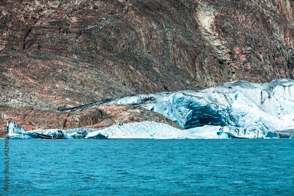 Ice calves away from the Viedma Glacier in Argentinian Patagonia Ice calves away from the Viedma Glacier in Argentinian Patagonia