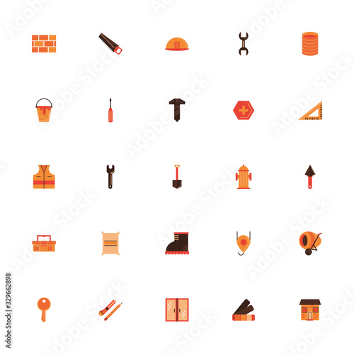 bundle of construction set flat icons