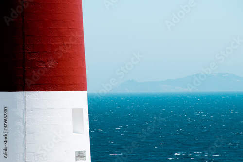 lighthouse in Gibraltar, with view on Morocco and ocean.