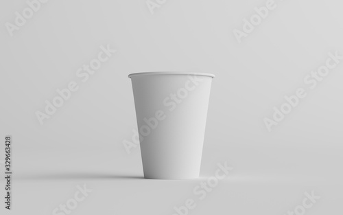 12 oz. / 355ml Single Wall Paper Regular / Medium Coffee Cup Mockup  - One Cup. 3D Illustration