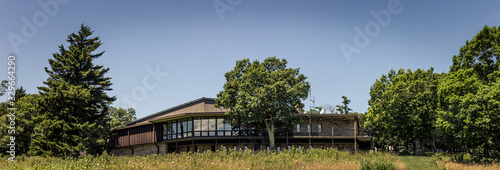 Photos Panorama view of tourist centrum building in meadow of shenandoah national park