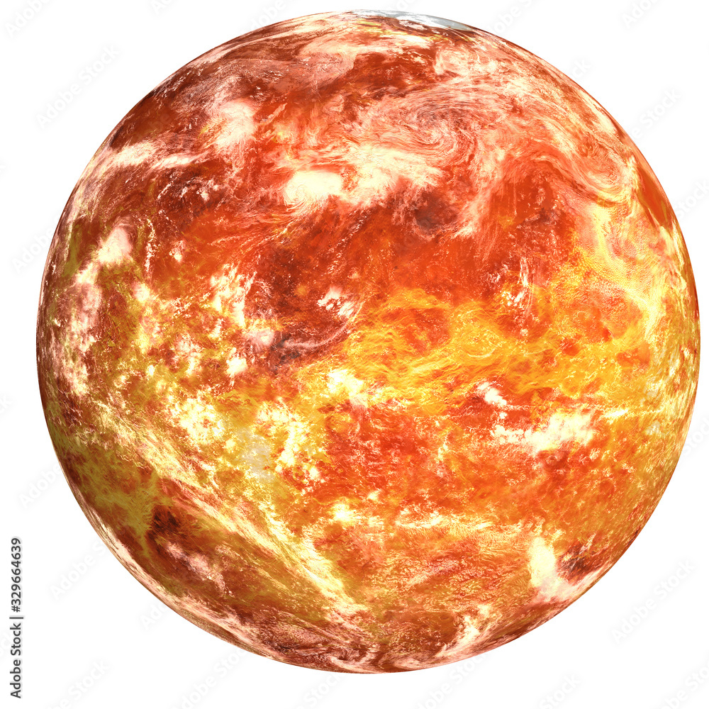 High detailed Fiction red surface planet with white atmosphere isolated. Burning Mars. Science fiction. Elements of this image furnished by NASA.