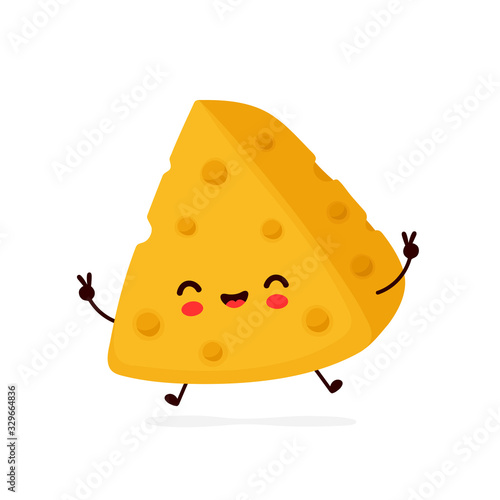 Cute happy smiling cheese. Vector 