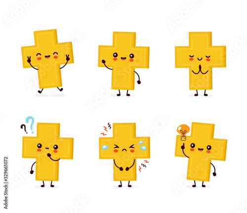 Cute happy smiling christian cross