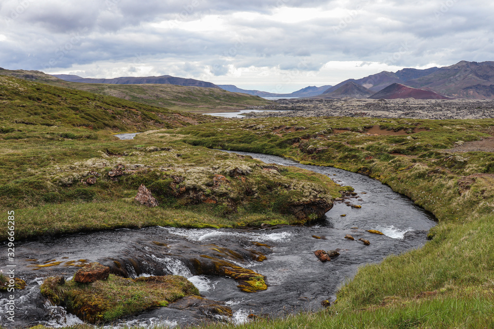 Icelandic stream flowing into the fjord.