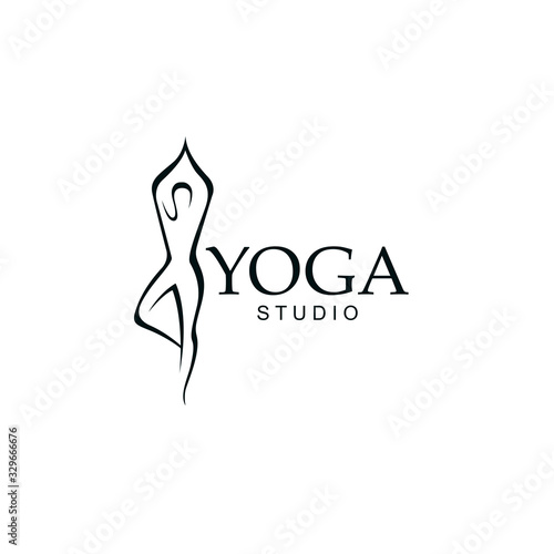 abstract yoga pose icon isolated on white background