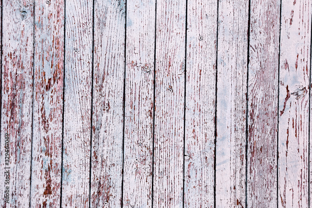 Fototapeta premium Old painted wooden fence. Background texture.
