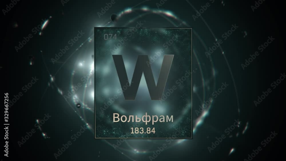 Tungsten as Element 74 of the Periodic Table. Seamlessly looping 3D ...