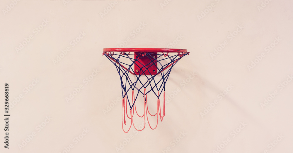 basketball hoop with net hanging on wall close-up