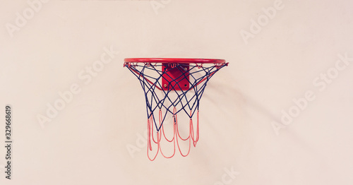 basketball hoop with net hanging on wall close-up © Bonsales