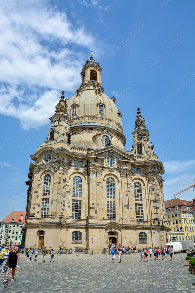 DRESDEN, GERMANY - June 15, 2019: The church Frauenkirche in Dresden