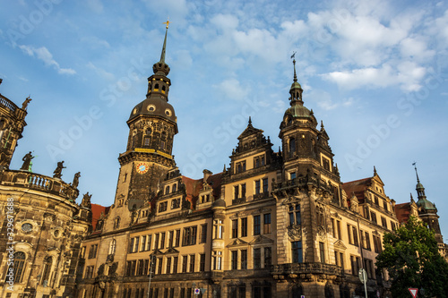 The tower Hausmannsturm near the river Elbe in Dresden