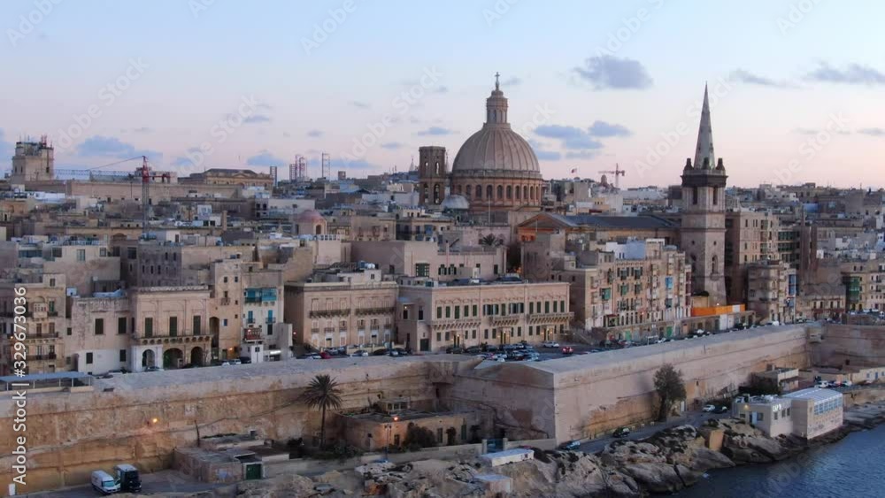 Valletta in the evening the capital city of Malta - aerial photography Valletta in the evening the capital city of Malta - aerial photography