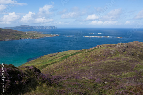 View over the coastline on a sunny day in County Donegal, Ireland