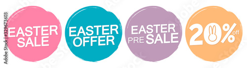 Set Easter Sale banners design template, 20% off, discount tags, app icons, vector illustration