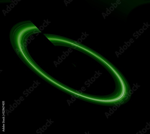 Εκτύπωση καμβά Glowing neon green oblong shape on black background
