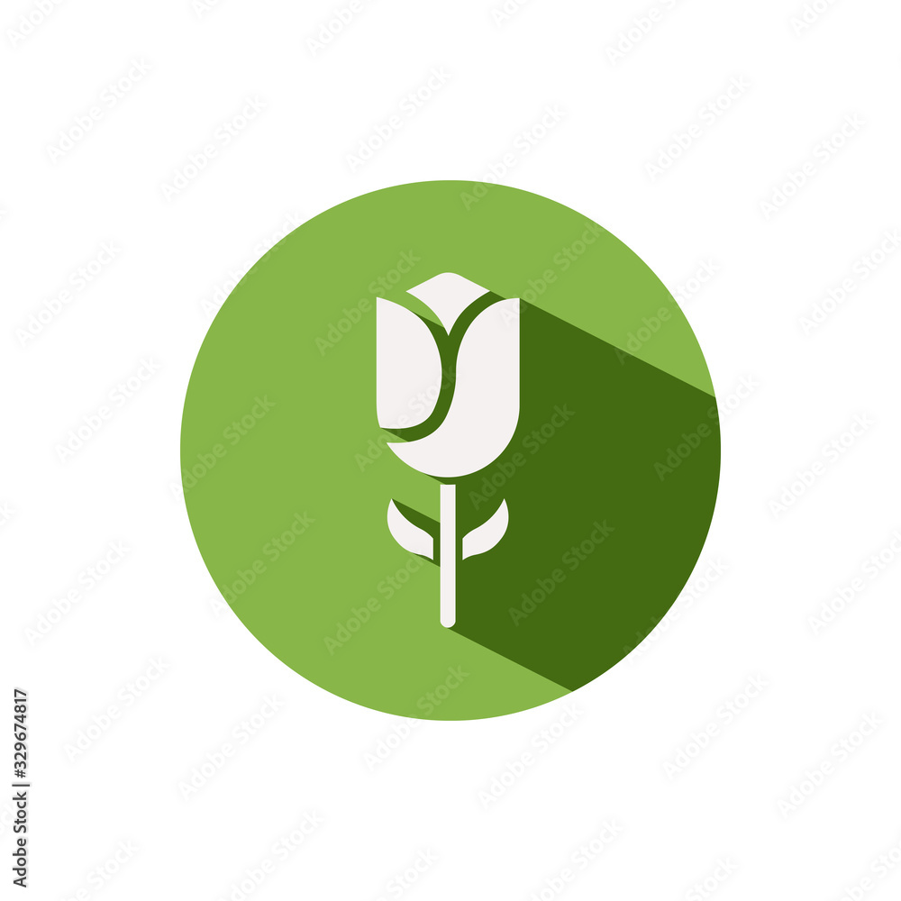 Tulip. Icon on a green circle. Flower vector illustration Tulip. Icon on a green circle. Flower vector illustration