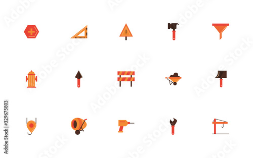bundle of construction set flat icons