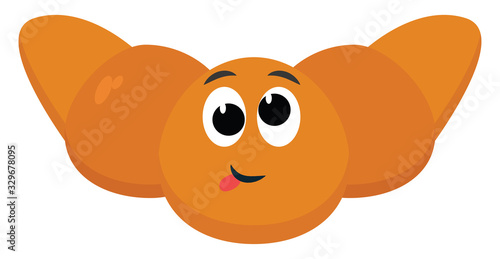Crazy croissant, illustration, vector on white background.