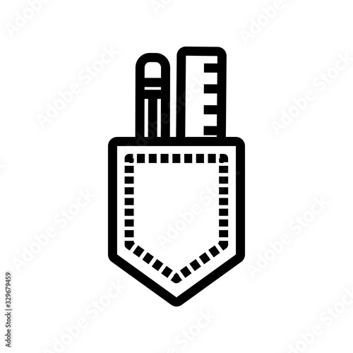 pencil and rule school in pocket line style icon