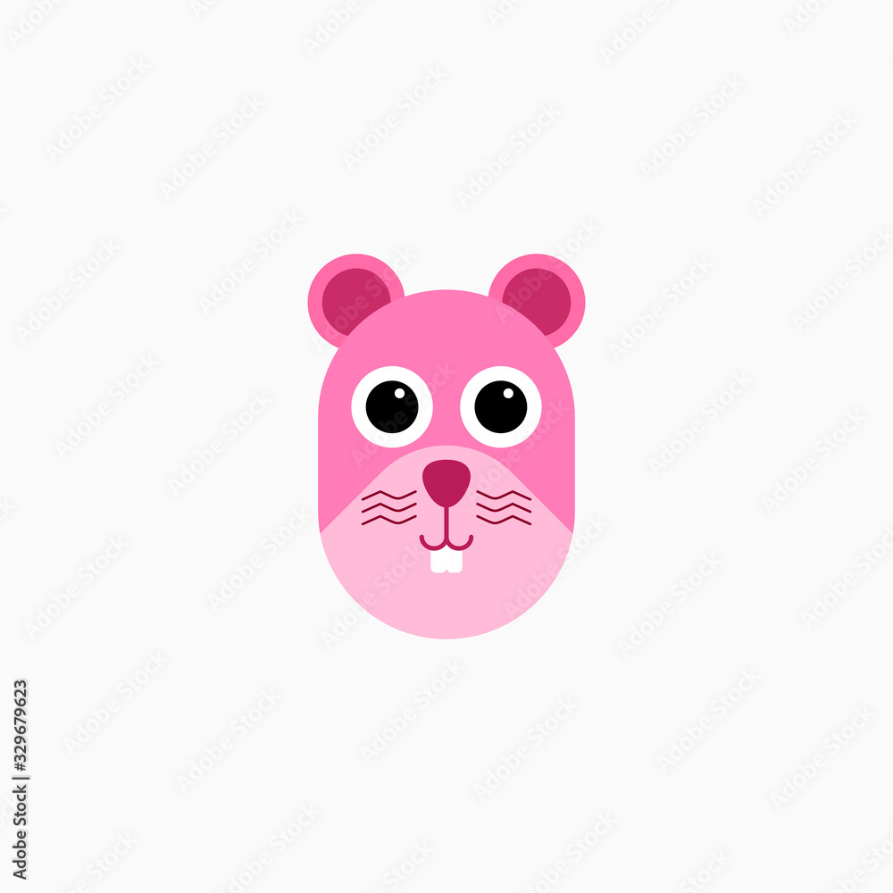 Vector Flat Rat's face isolated. Cartoon style illustration. Mouse, Animal's head logo. Object for web, poster, banner, print design. Advertisement decoration element Vector Flat Rat's face isolated. Cartoon style illustration. Mouse, Animal's head logo. Object for web, poster, banner, print design. Advertisement decoration element