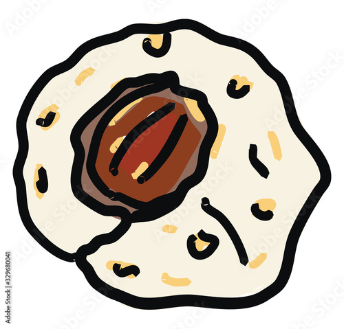 Shortbread cookie, illustration, vector on white background.