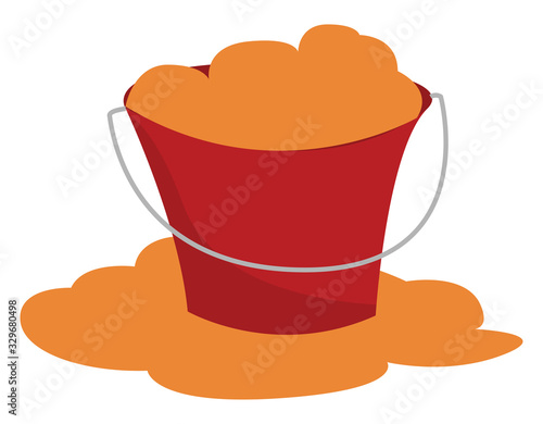 Bucket with sand, illustration, vector on white background.