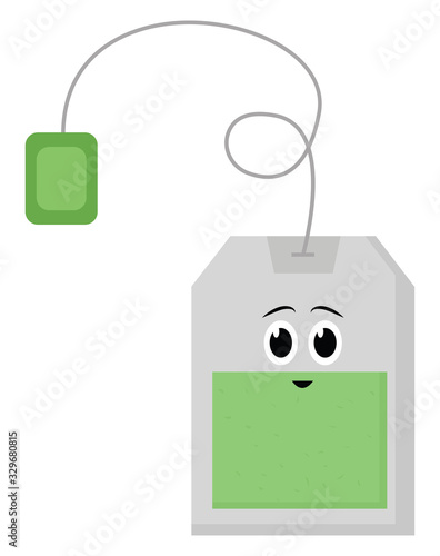 Tea bag, illustration, vector on white background.