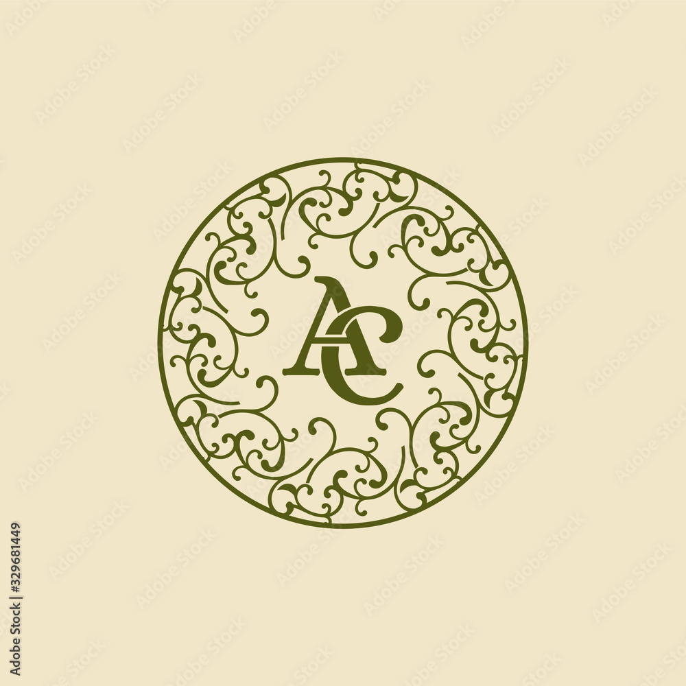 elegant ornament monogram with initial ac vector logo design elegant ornament monogram with initial ac vector logo design