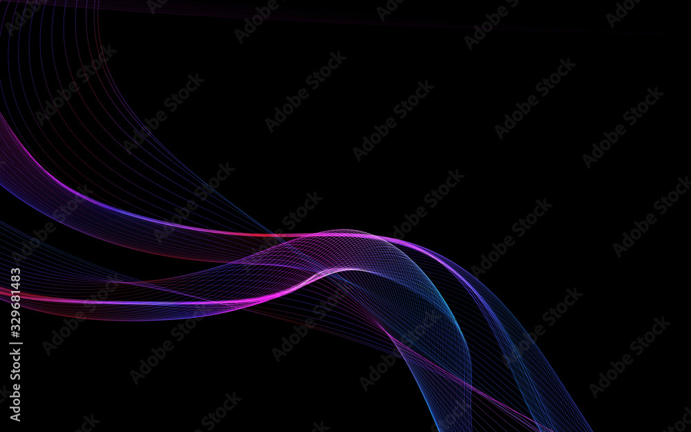 Naklejka premium Dark abstract background with a glowing abstract waves