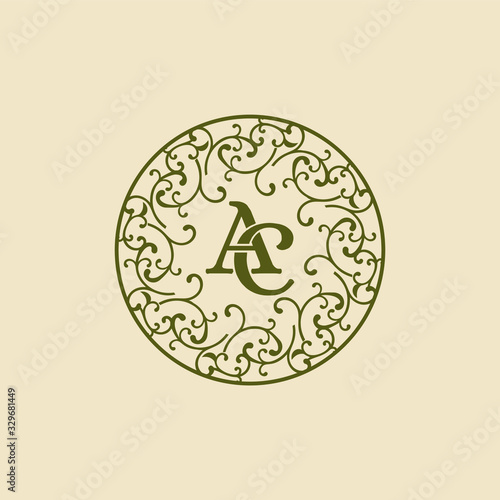 elegant ornament monogram with initial ac vector logo design