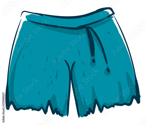 Blue shorts, illustration, vector on white background.