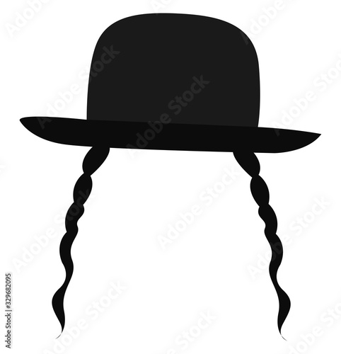 Jewish hat, illustration, vector on white background.