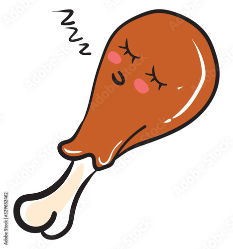 Sleeping chicken leg, illustration, vector on white background.