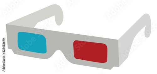 3D glasses, illustration, vector on white background.