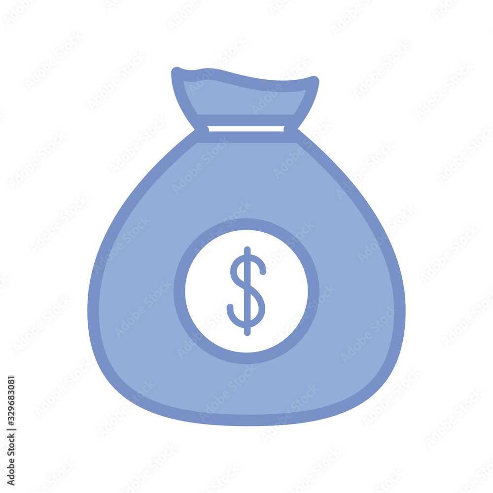 money bag icon, blue outline style money bag icon, blue outline style