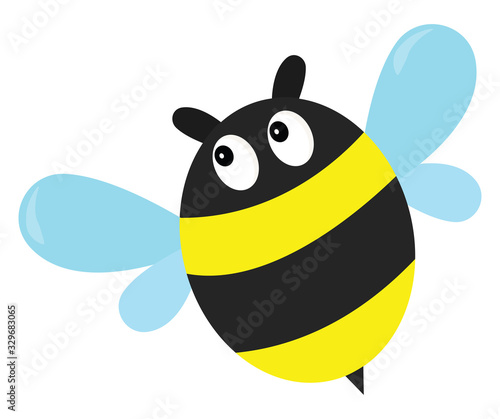 Fat bee, illustration, vector on white background.