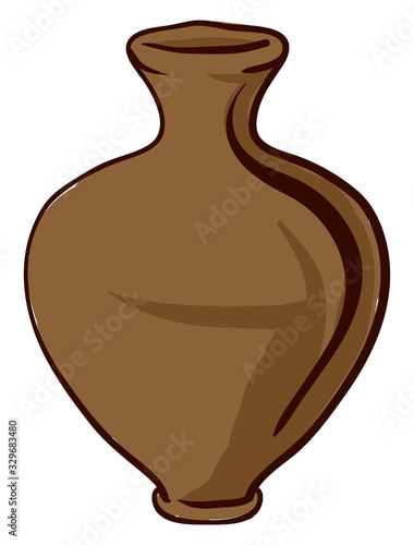 Brown fat vase, illustration, vector on white background.