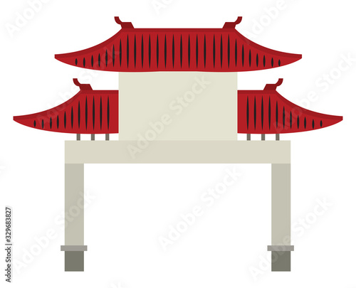 Chinese gate, illustration, vector on white background.