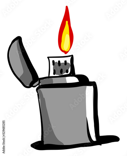 Gray zippo, illustration, vector on white background.