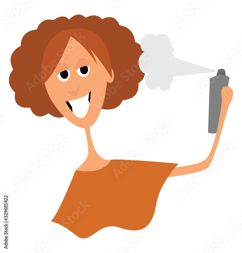 Hair fixation spray, illustration, vector on white background.