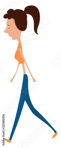Skinny girl, illustration, vector on white background.