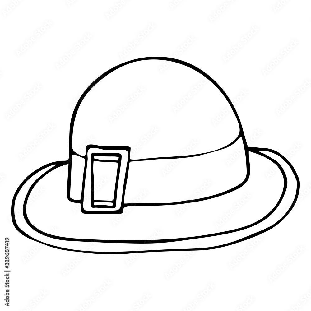 Female retro hat on a white background. Doodle outline vector illustration. Female retro hat on a white background. Doodle outline vector illustration.