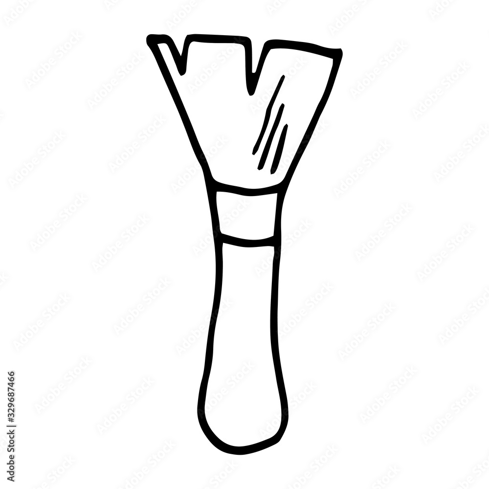 Obraz premium Cosmetic brush. Trendy hand drawn vector illustration isolated on white background.