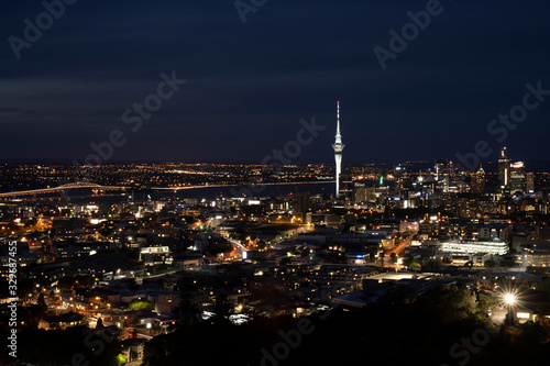 panoramic view of Auckland from Mt. Eden  New Zealand. At the night time.