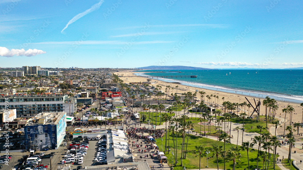 Aerial Photography of Venice Beach, Los Angeles, California